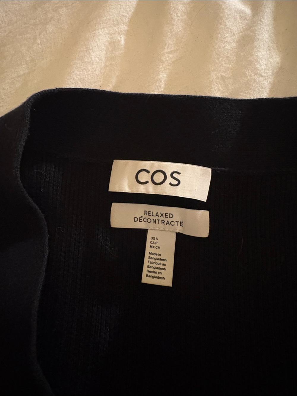 COS Black Ribbed V-Neck Button-Front Cardigan - Picture 3 of 4